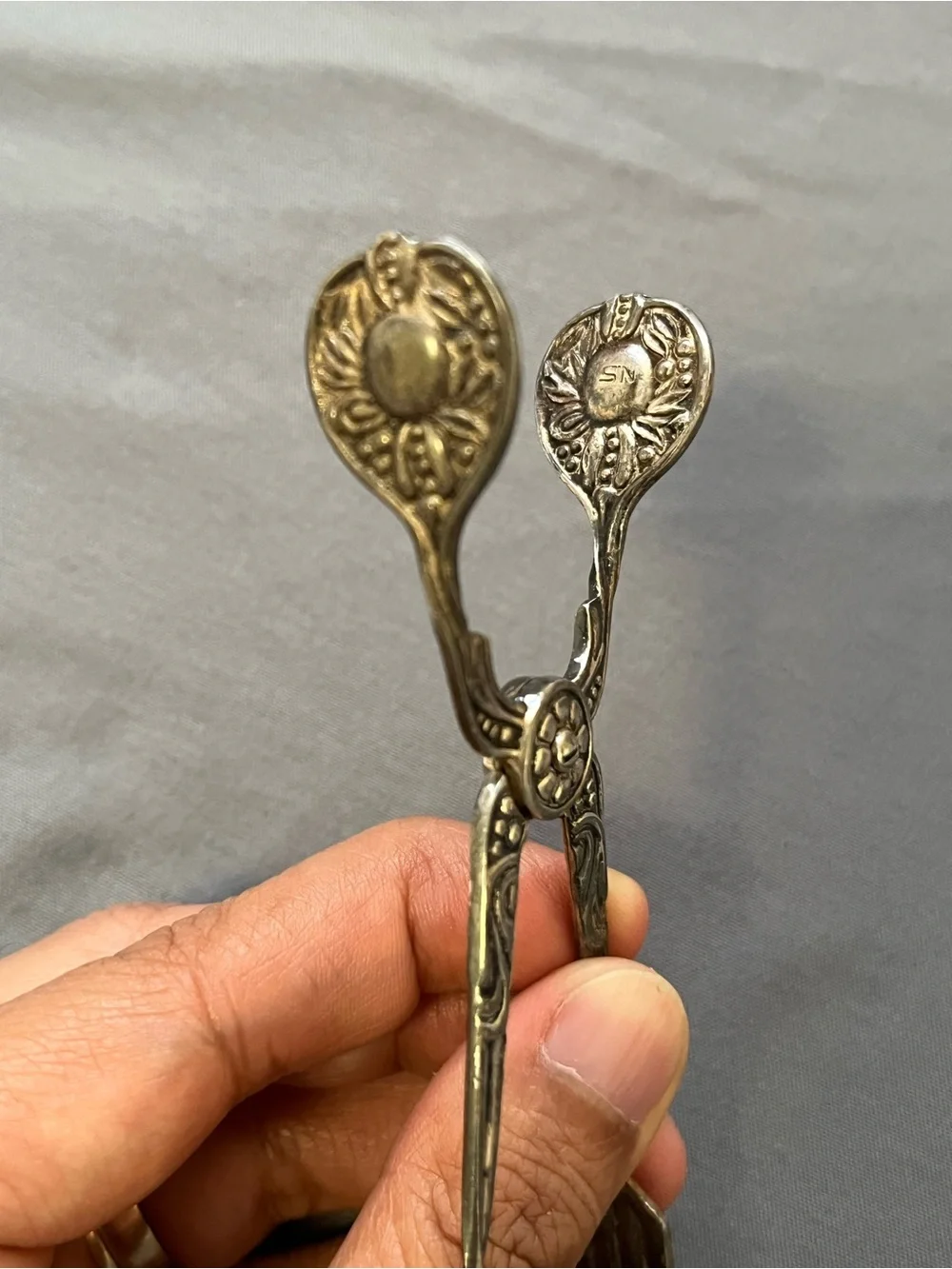 Vintage Nils Johan Of Sweden Art Nouveau Styles Floral Ornate Tidbit/Sugar Tongs